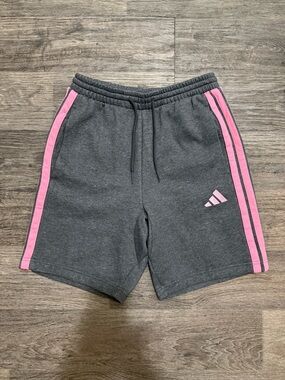 NWOT Adidas Gray Shorts with Pink Side Stripes